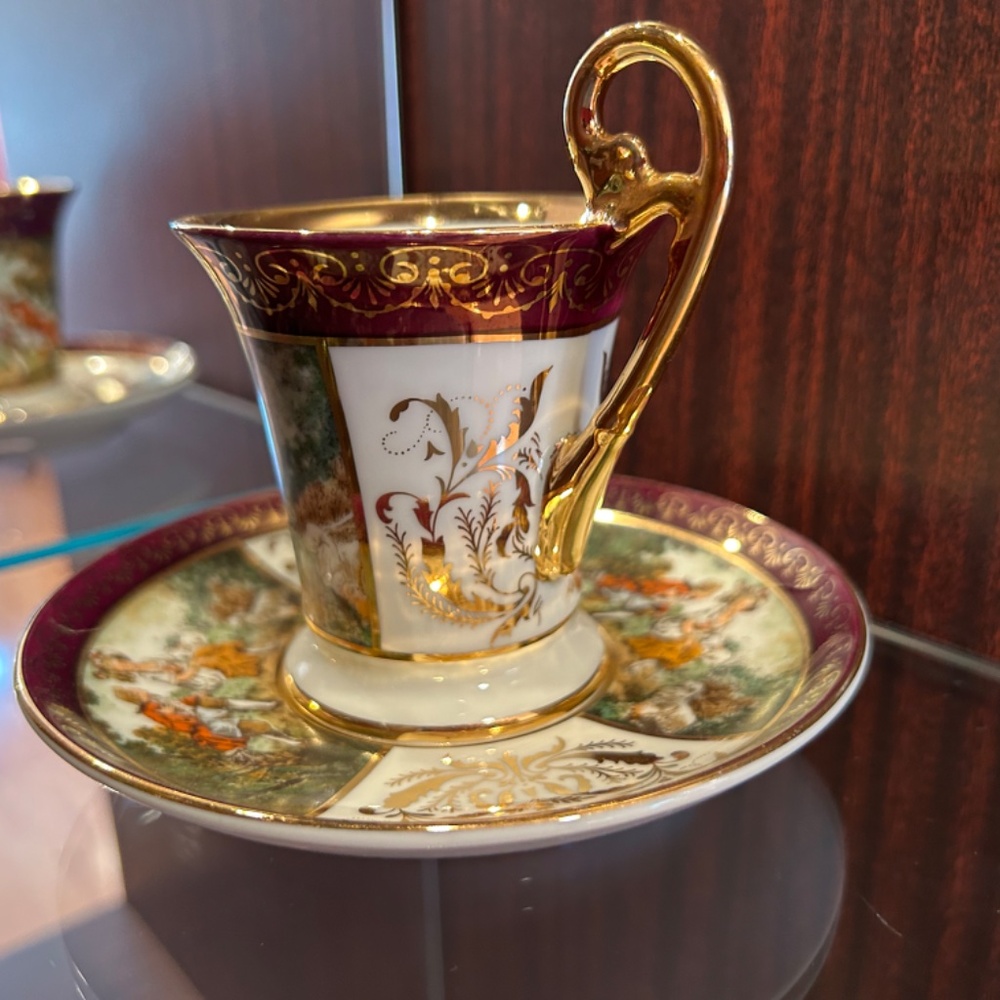 KPM Porcelain Coffee Cup and Saucer Courting Scene - Picture 3 of 12